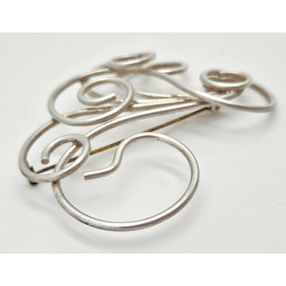 Vintage Studio Artisan sterling silver large Retro Atomic modernist Brooch Pin, view 5 of 7