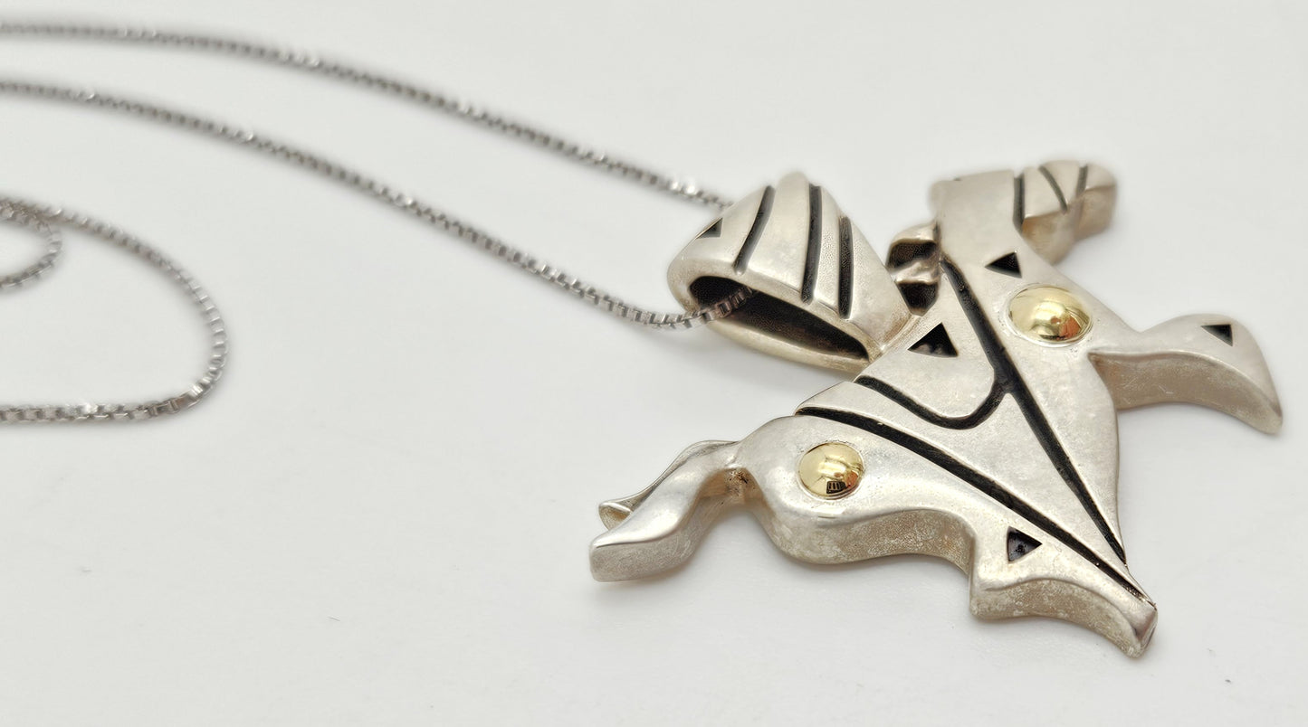 John Atencio sterling silver 18k Retired modernist Horse Mustang Necklace, view 3 of 7