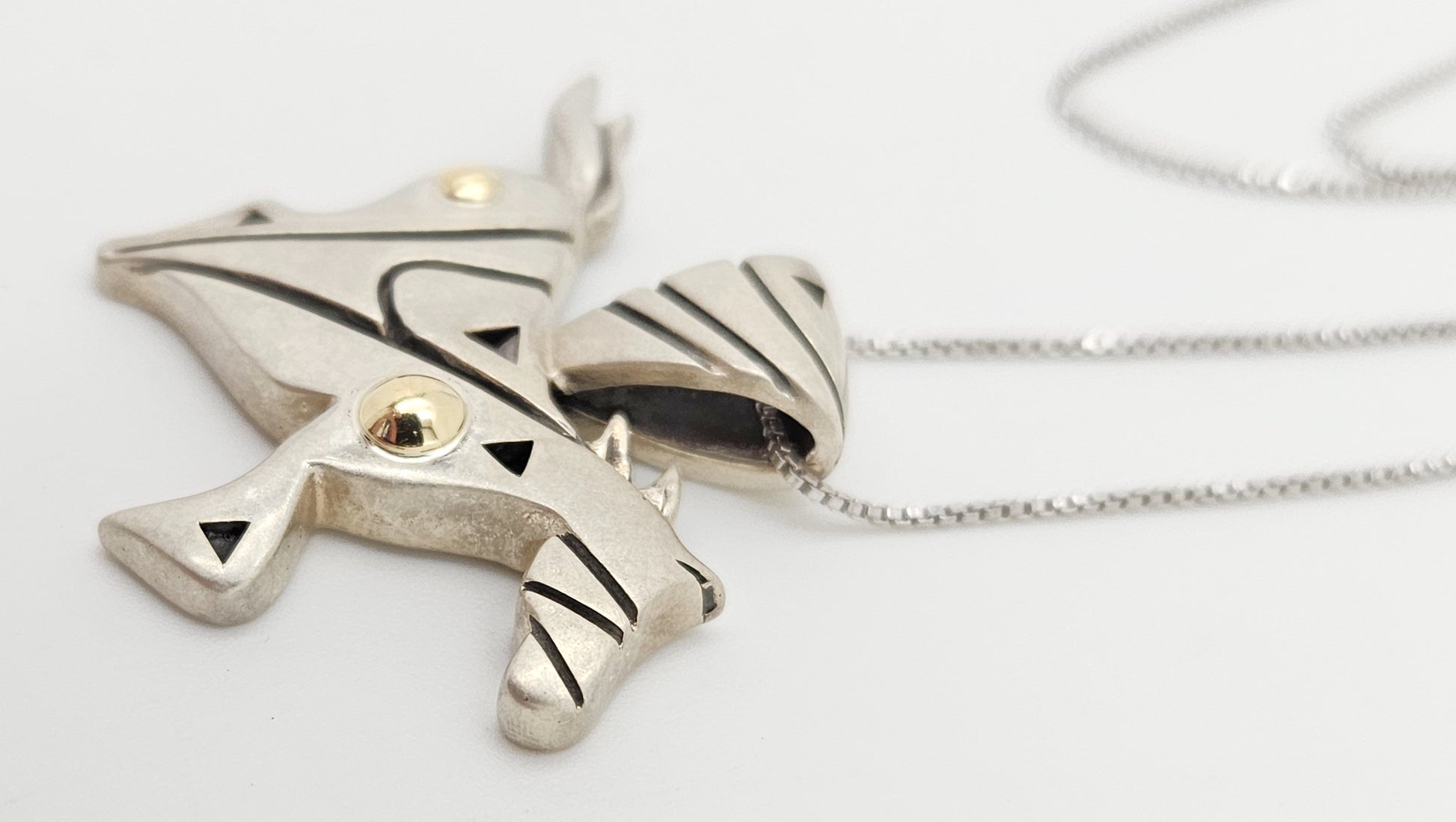 John Atencio sterling silver 18k Retired modernist Horse Mustang Necklace, view 5 of 7