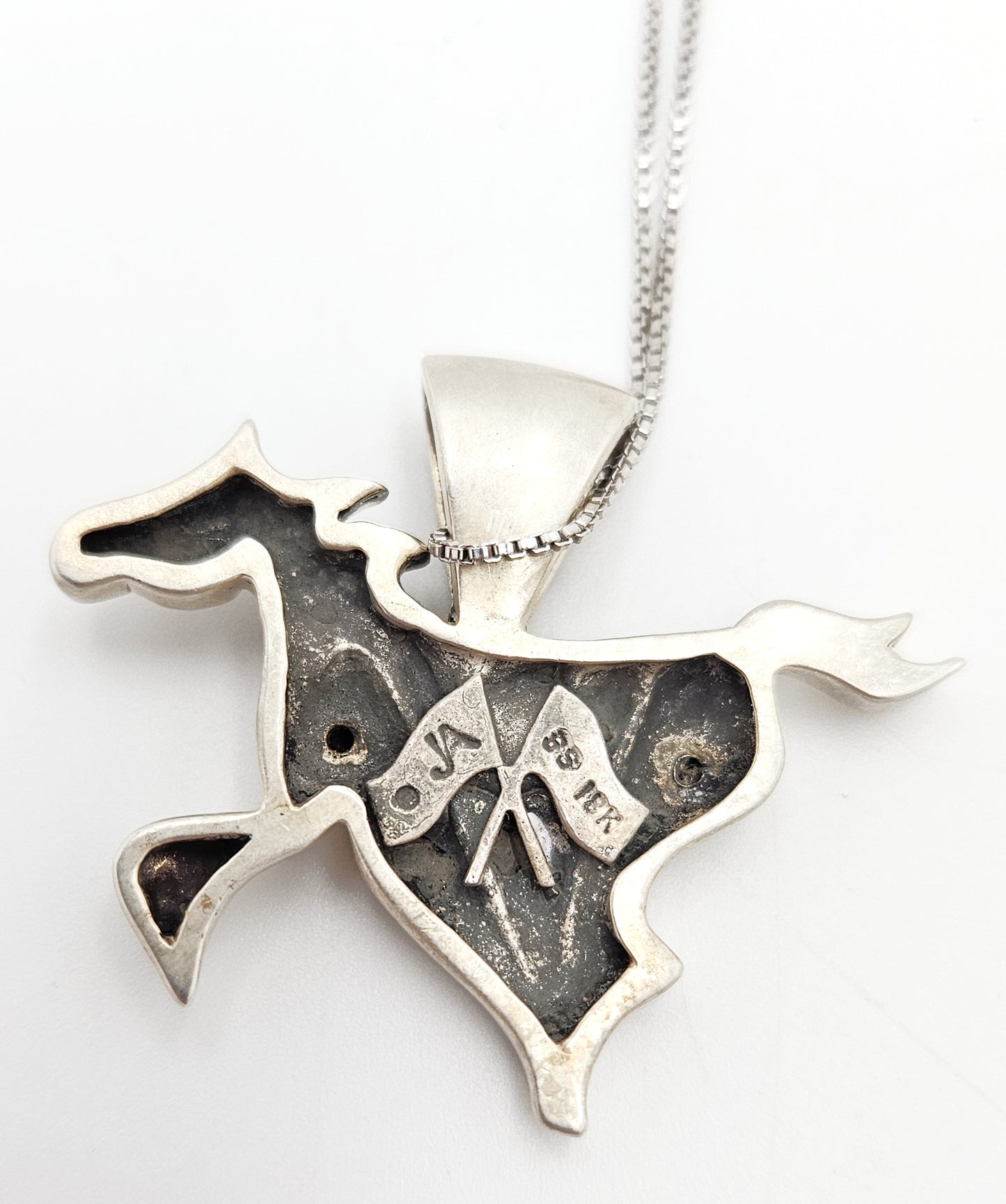 John Atencio sterling silver 18k Retired modernist Horse Mustang Necklace, view 6 of 7