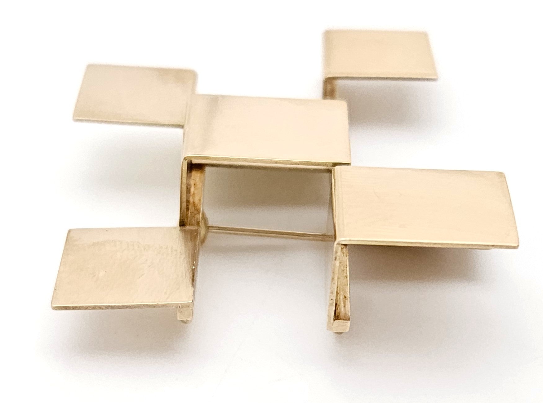 Designer Betty Cooke 3D modernist 14K gold Brooch/Necklace circa 1960s, view 5 of 8