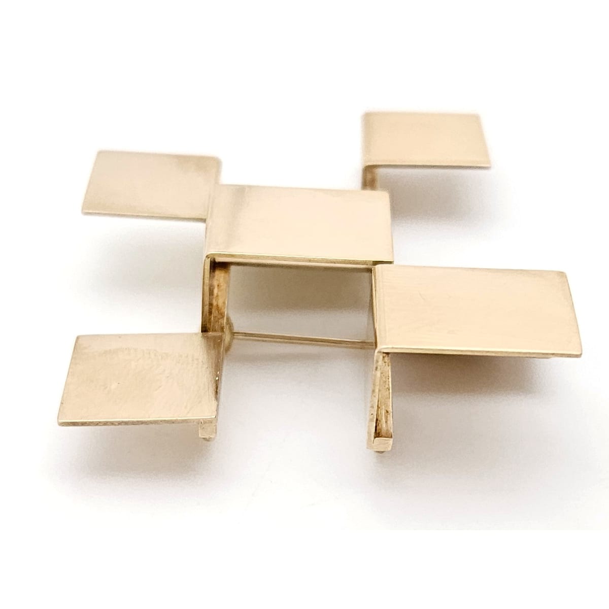 Designer Betty Cooke 3D modernist 14K gold Brooch/Necklace circa 1960s, view 5 of 9