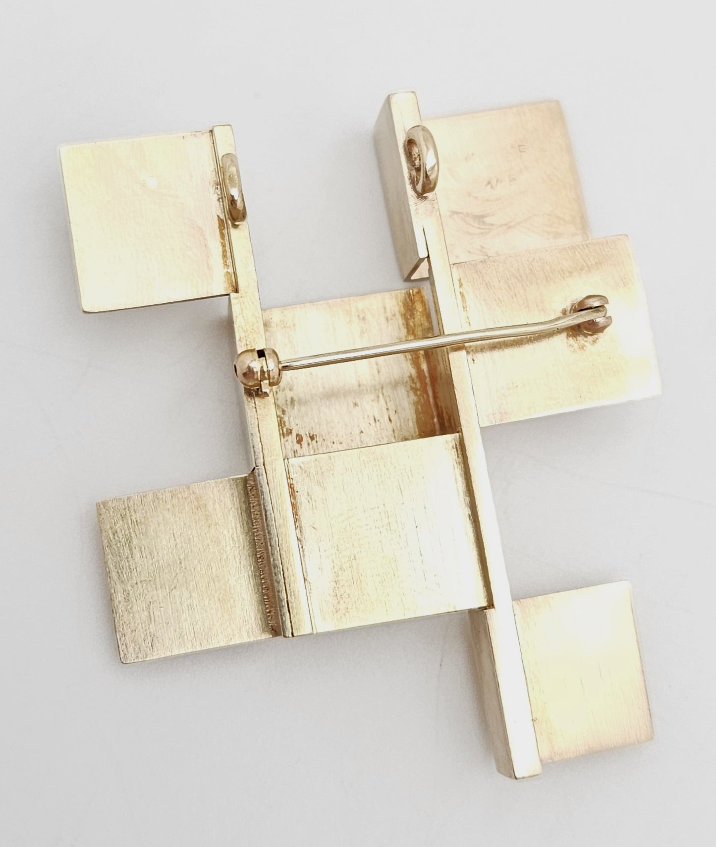 Designer Betty Cooke 3D modernist 14K gold Brooch/Necklace circa 1960s, view 6 of 8