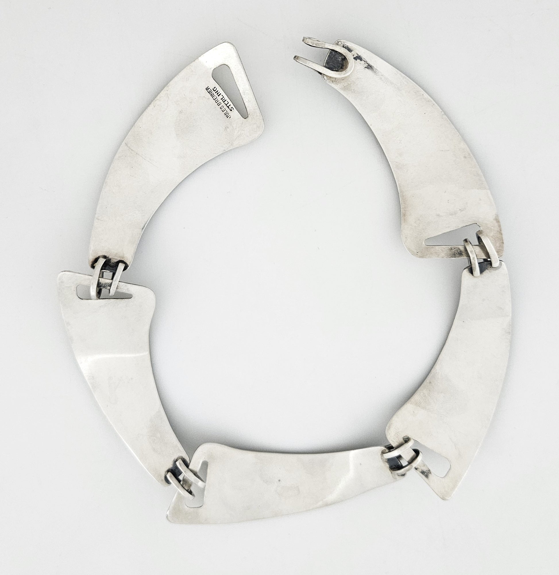 Jules Brenner sterling silver modernist Panel Link Necklace 1950s Book Piece, view 7 of 9