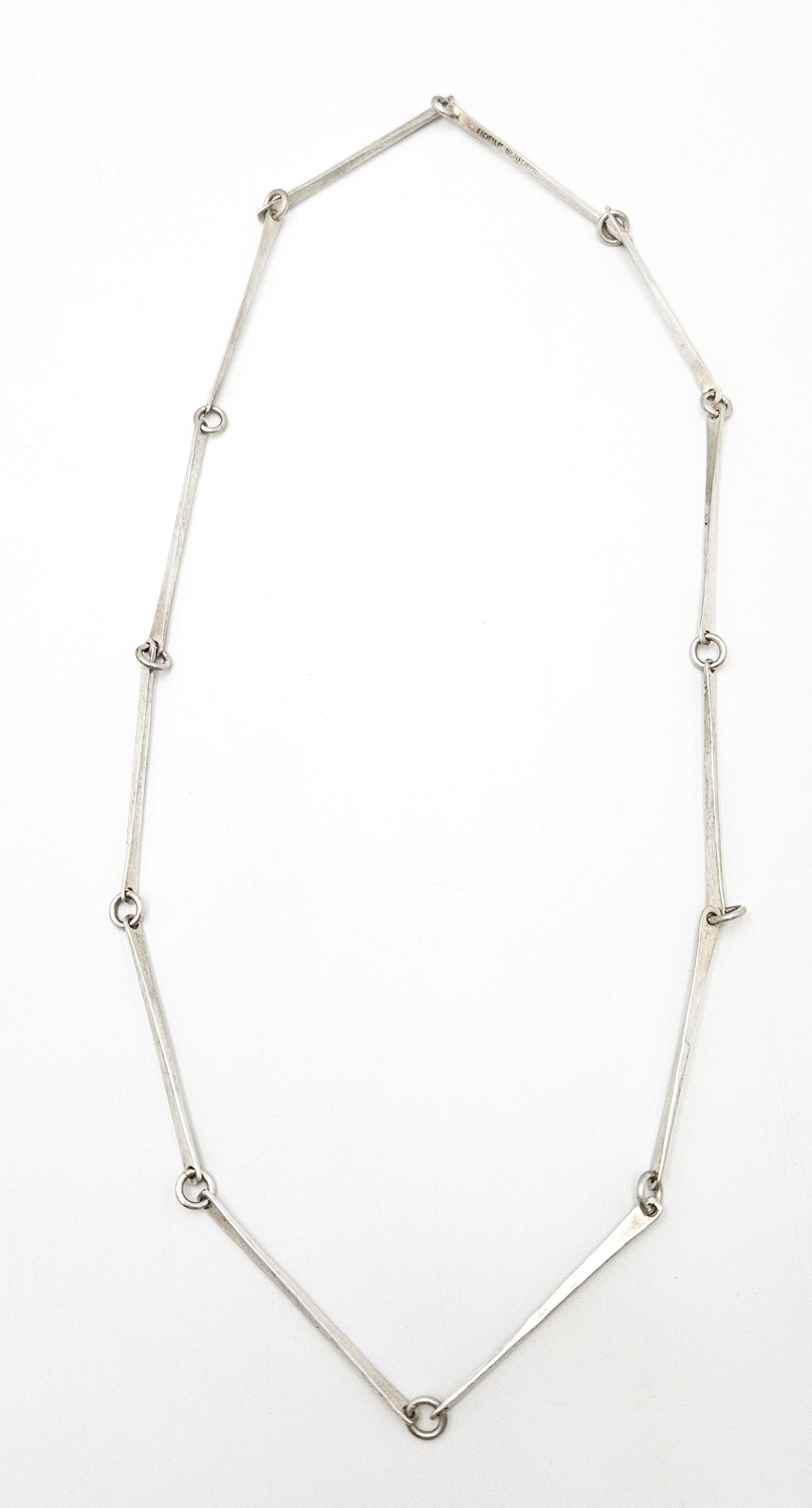 Danish Designer Søren Borup sterling silver modernist Bar Link Chain Necklace 1960s, view 1 of 7