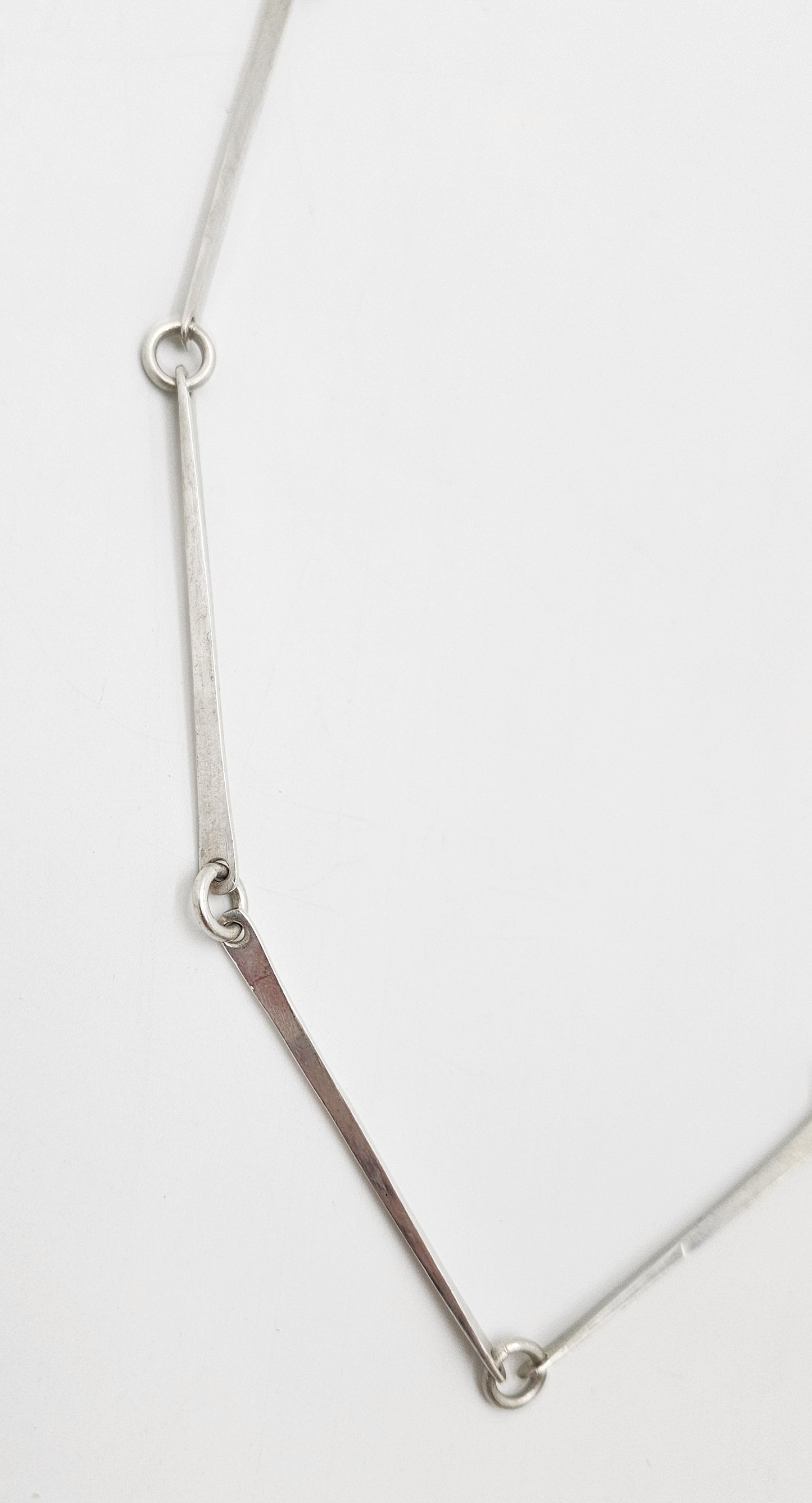 Danish Designer Søren Borup sterling silver modernist Bar Link Chain Necklace 1960s, view 3 of 7