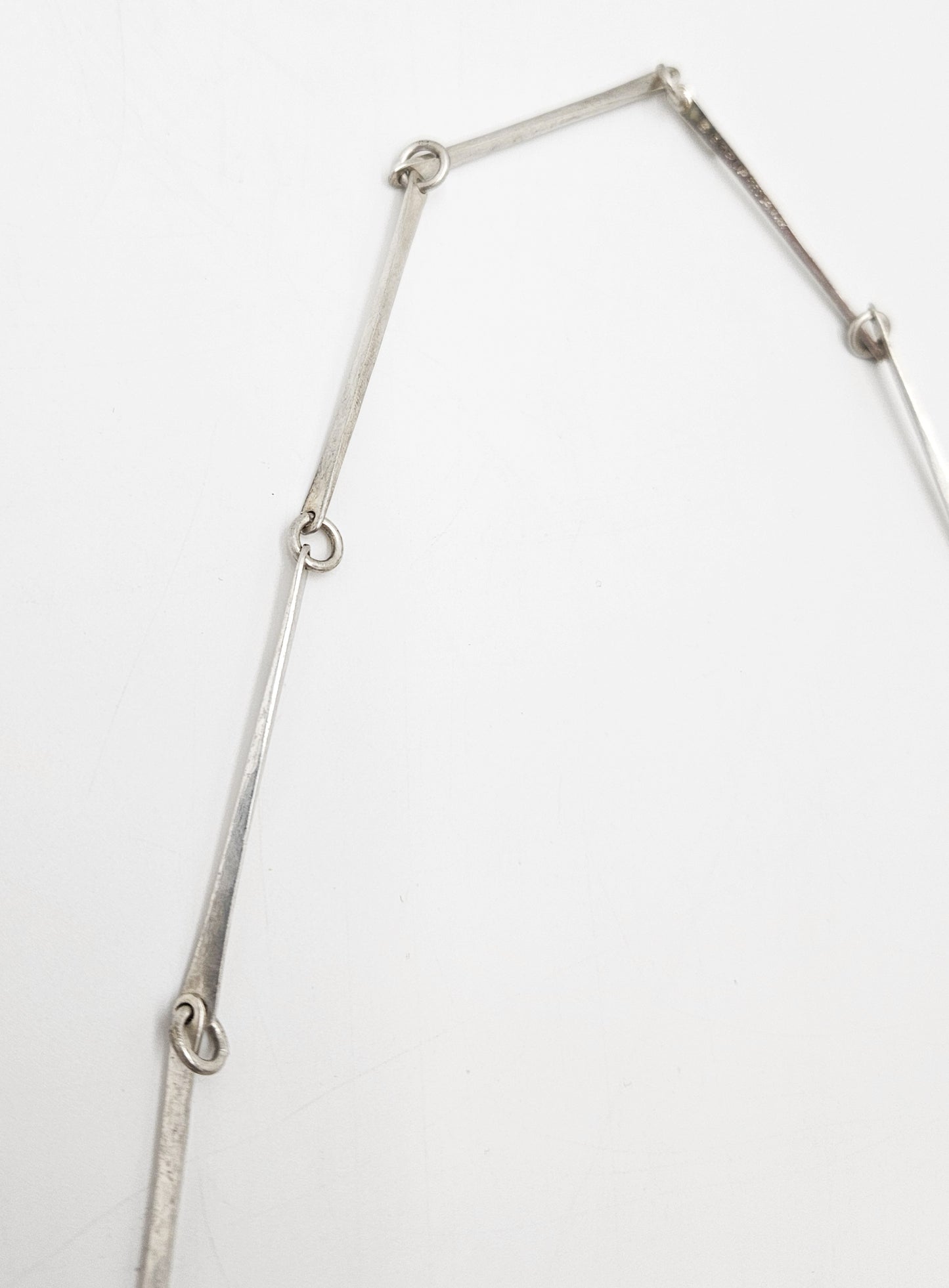 Danish Designer Søren Borup sterling silver modernist Bar Link Chain Necklace 1960s, view 4 of 7