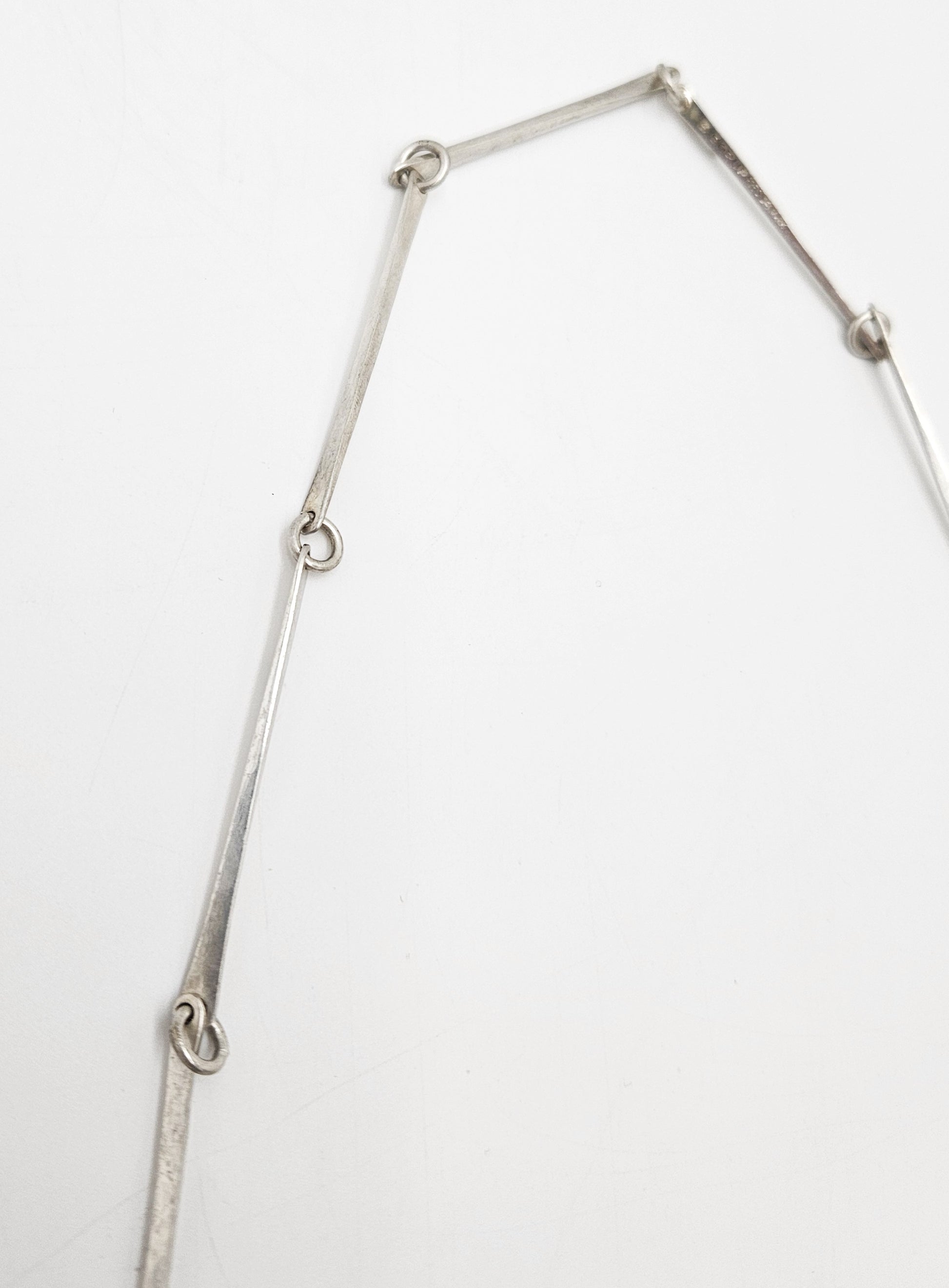 Danish Designer Søren Borup sterling silver modernist Bar Link Chain Necklace 1960s, view 4 of 7