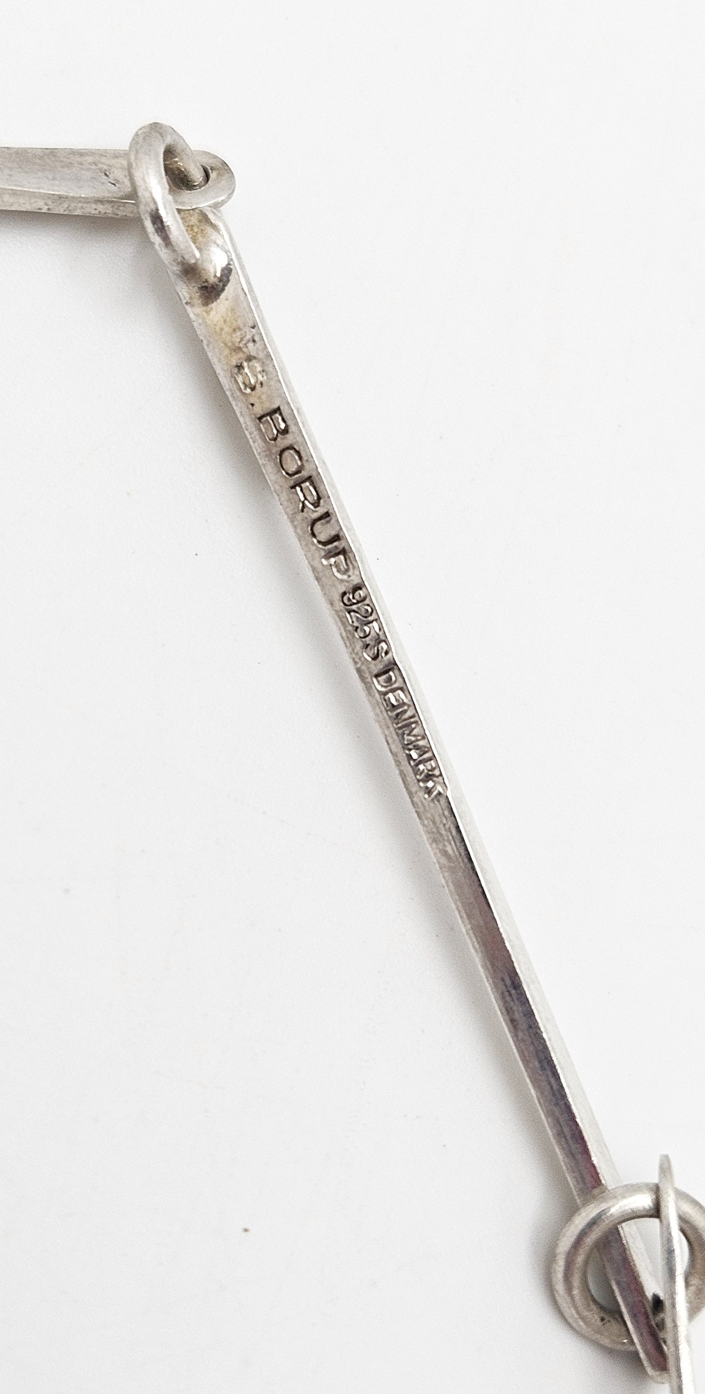 Danish Designer Søren Borup sterling silver modernist Bar Link Chain Necklace 1960s, view 5 of 7