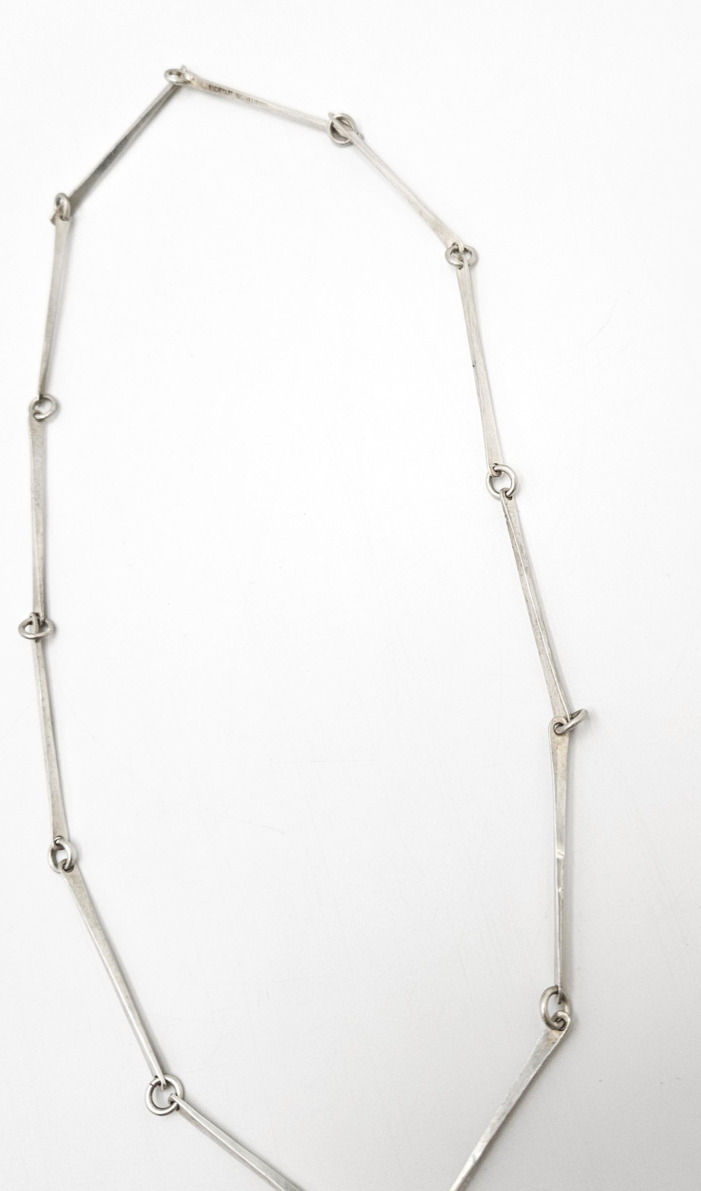 Danish Designer Søren Borup sterling silver modernist Bar Link Chain Necklace 1960s, view 6 of 7