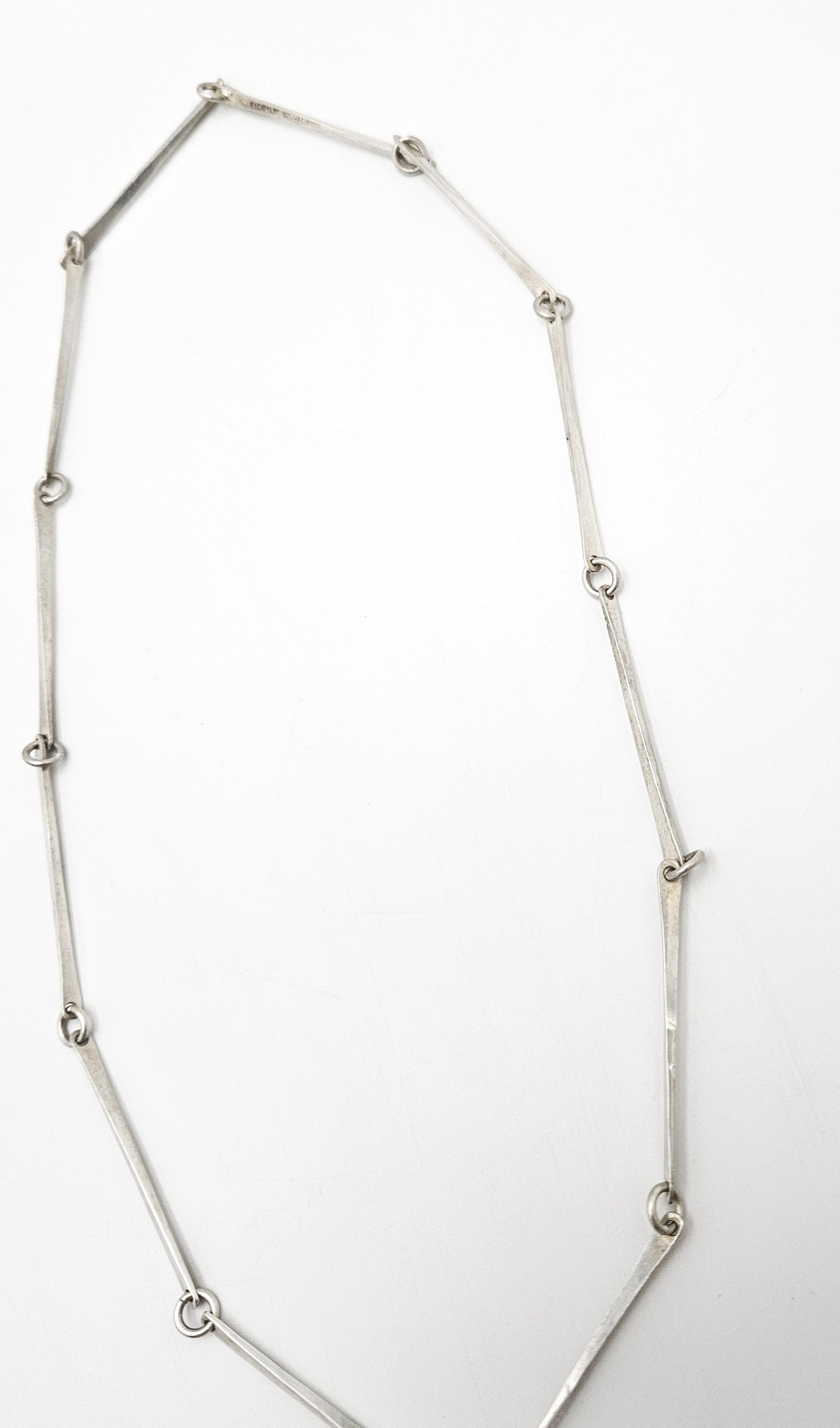 Danish Designer Søren Borup sterling silver modernist Bar Link Chain Necklace 1960s, view 6 of 7