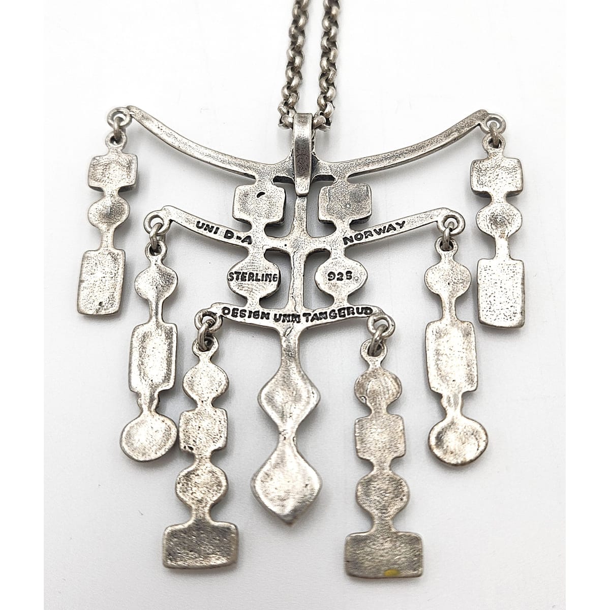 David Andersen Norway Sterling Silver Uni Viking Pendant Necklace Circa 1960&