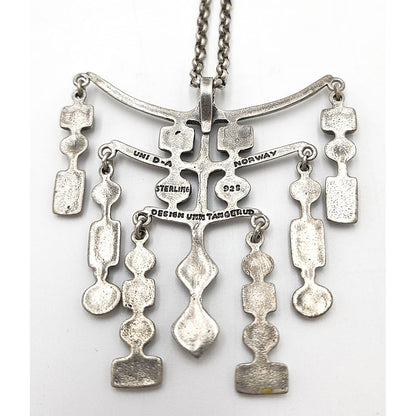 David Andersen Norway Sterling Silver Uni Viking Pendant Necklace Circa 1960&