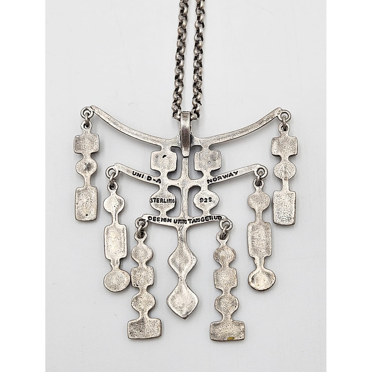 David Andersen Norway Sterling Silver Uni Viking Pendant Necklace Circa 1960&