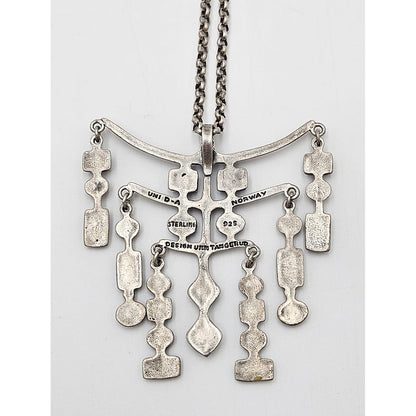 David Andersen Norway Sterling Silver Uni Viking Pendant Necklace Circa 1960&