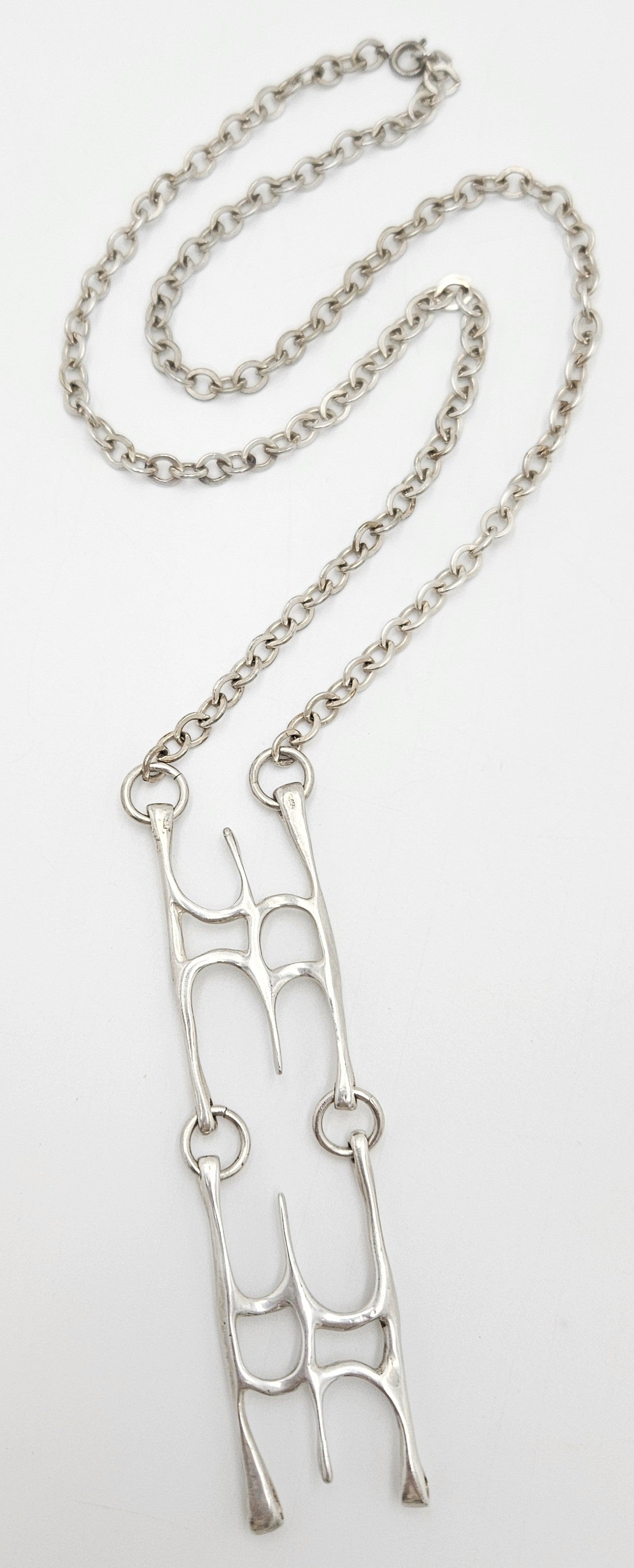 sterling silver abstract modernist Necklace Signed, view 4 of 8