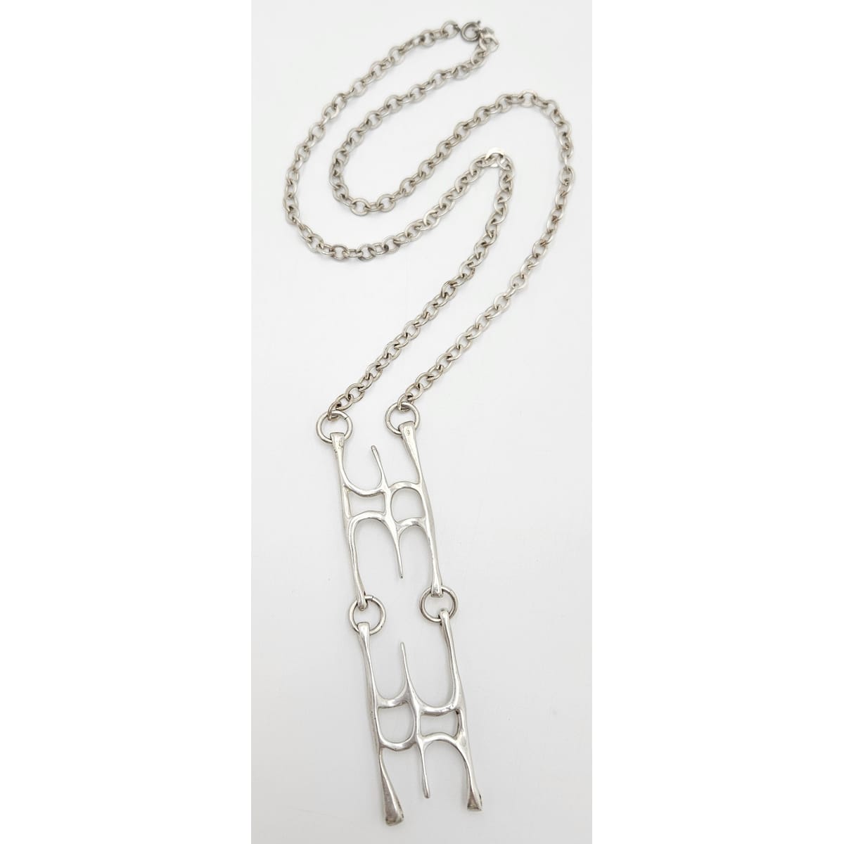 sterling silver abstract modernist Necklace Signed, view 4 of 8