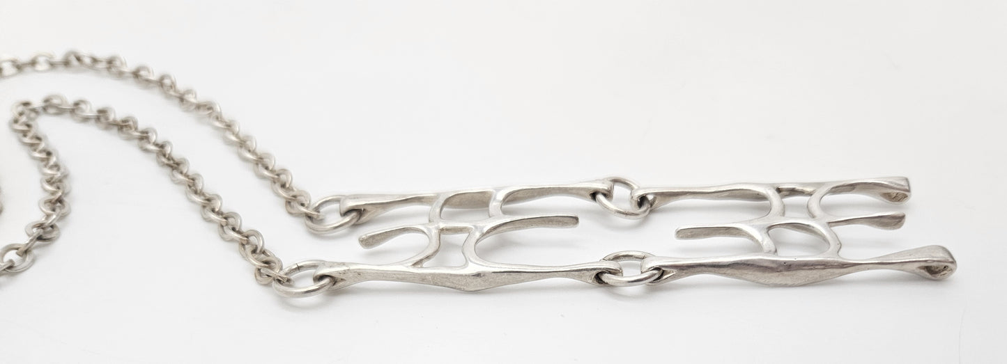 sterling silver abstract modernist Necklace Signed, view 5 of 8