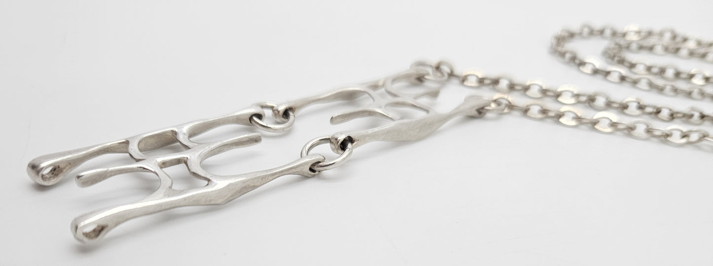 sterling silver abstract modernist Necklace Signed, view 3 of 8