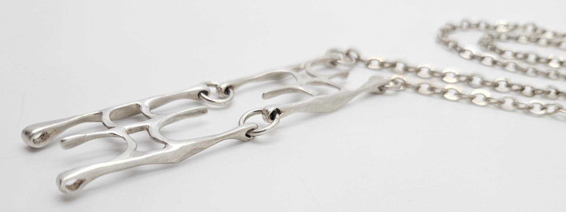 sterling silver abstract modernist Necklace Signed, view 3 of 8