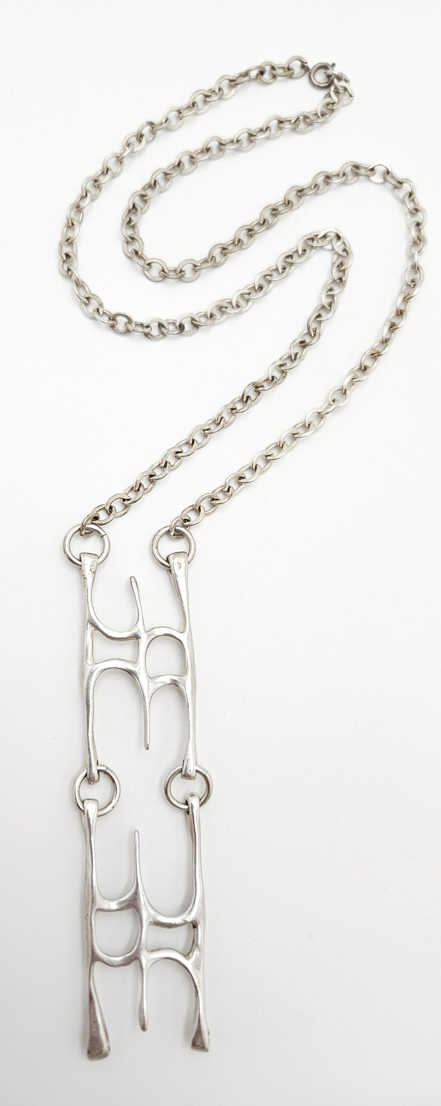 sterling silver abstract modernist Necklace Signed, view 1 of 8
