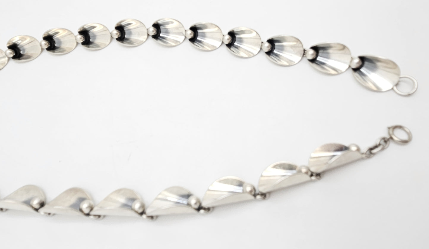 Niels Erik From Denmark sterling silver Art Deco Flora Fauna Necklace circa 1940s, view 4 of 9