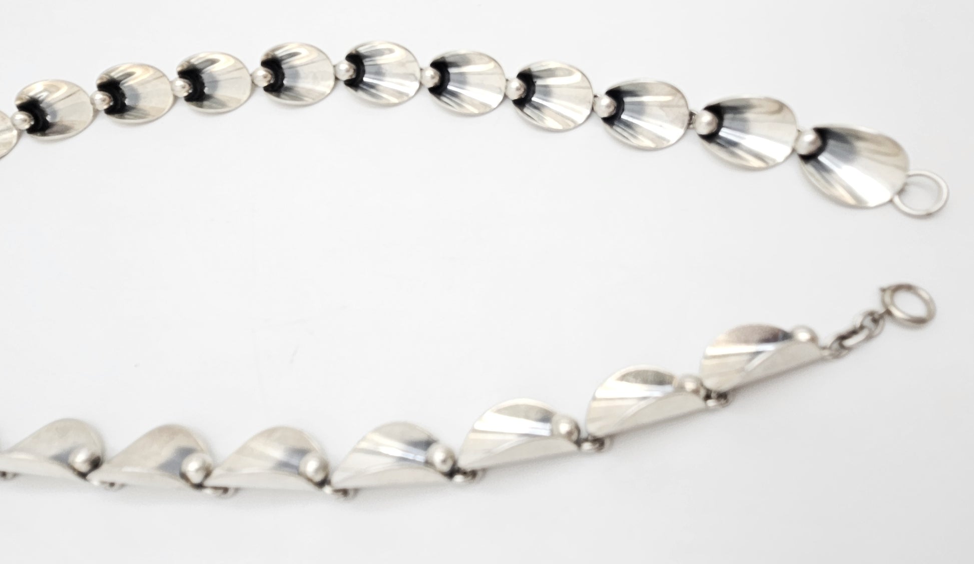 Niels Erik From Denmark sterling silver Art Deco Flora Fauna Necklace circa 1940s, view 4 of 9