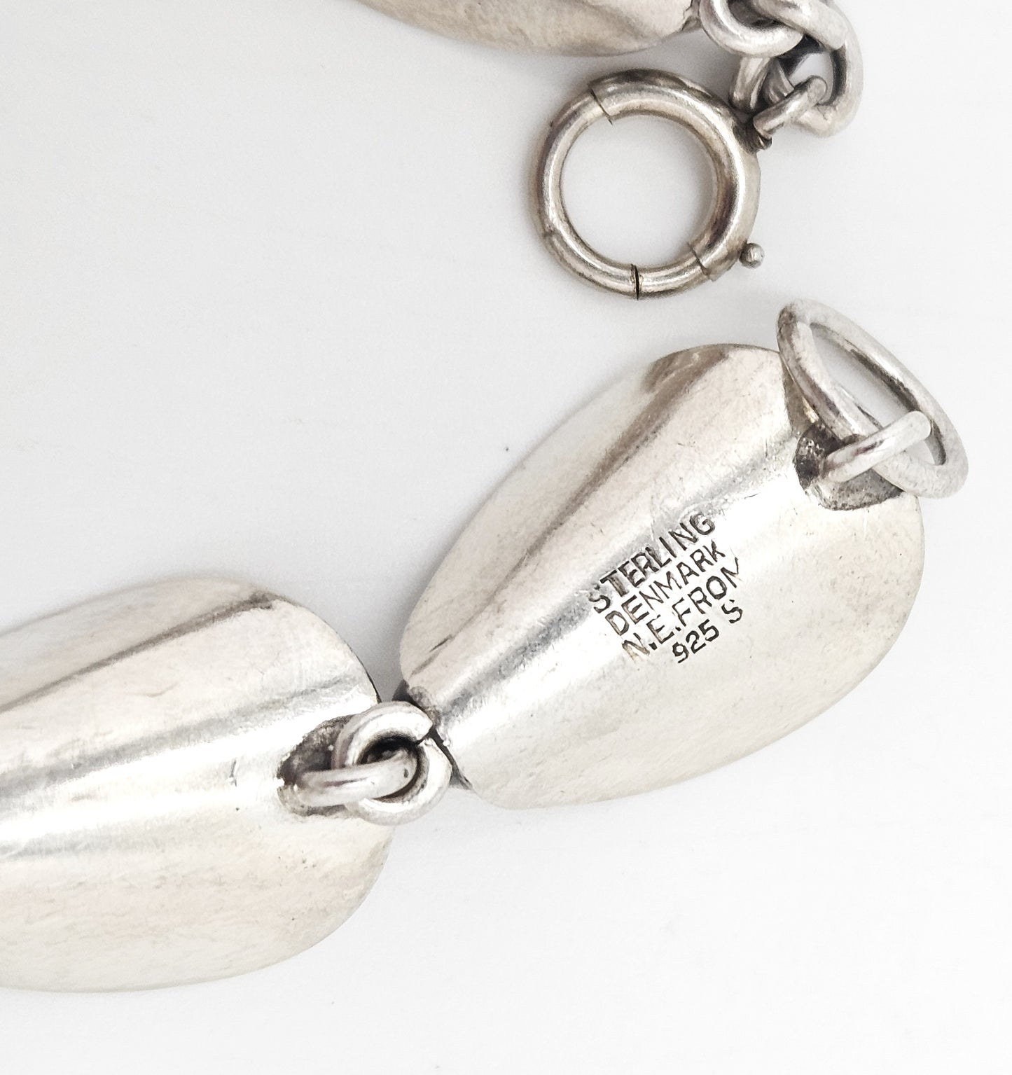 Niels Erik From Denmark sterling silver Art Deco Flora Fauna Necklace circa 1940s, view 8 of 9