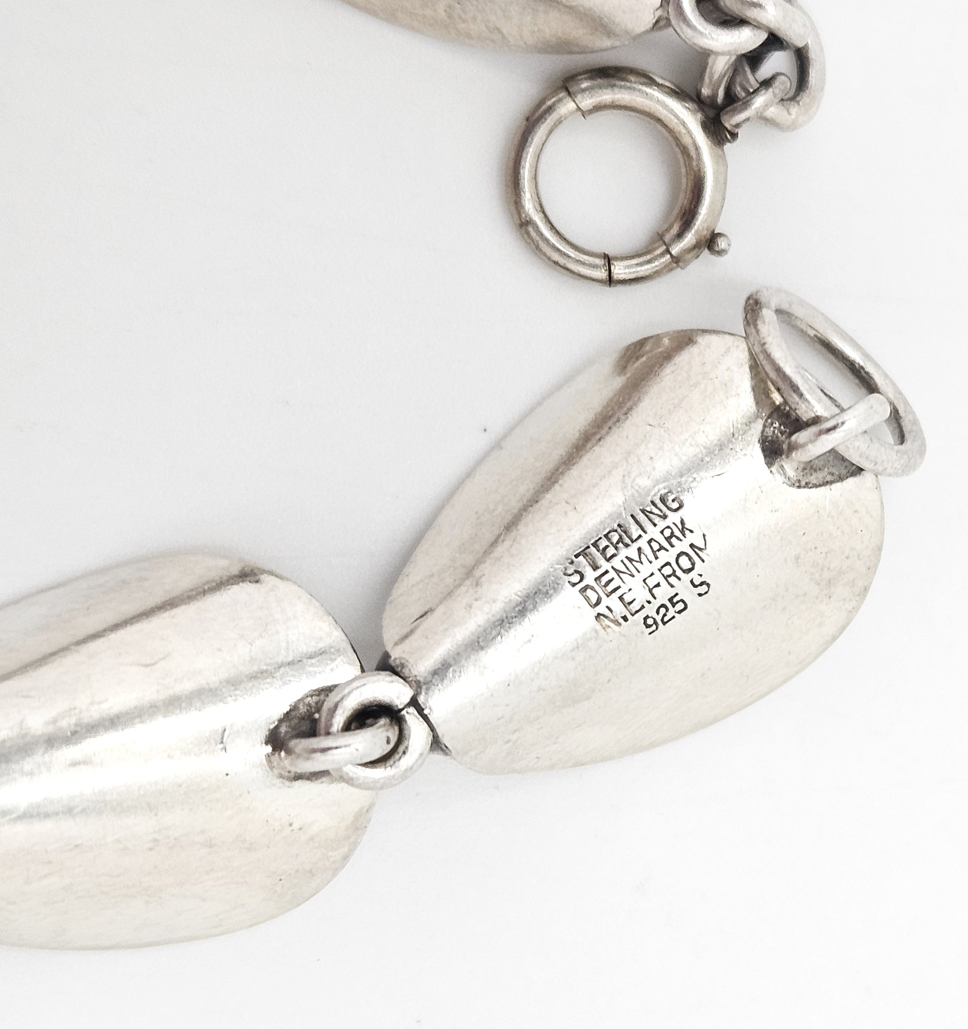 Niels Erik From Denmark sterling silver Art Deco Flora Fauna Necklace circa 1940s, view 8 of 9
