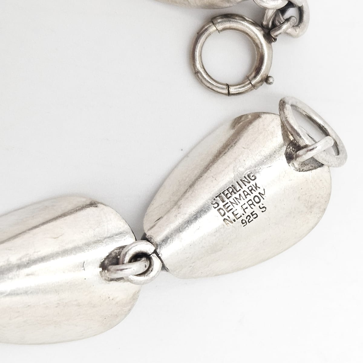 Niels Erik From Denmark sterling silver Art Deco Flora Fauna Necklace circa 1940s, view 8 of 9