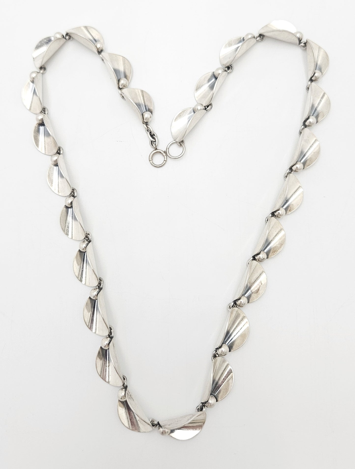 Niels Erik From Denmark sterling silver Art Deco Flora Fauna Necklace circa 1940s, view 1 of 9