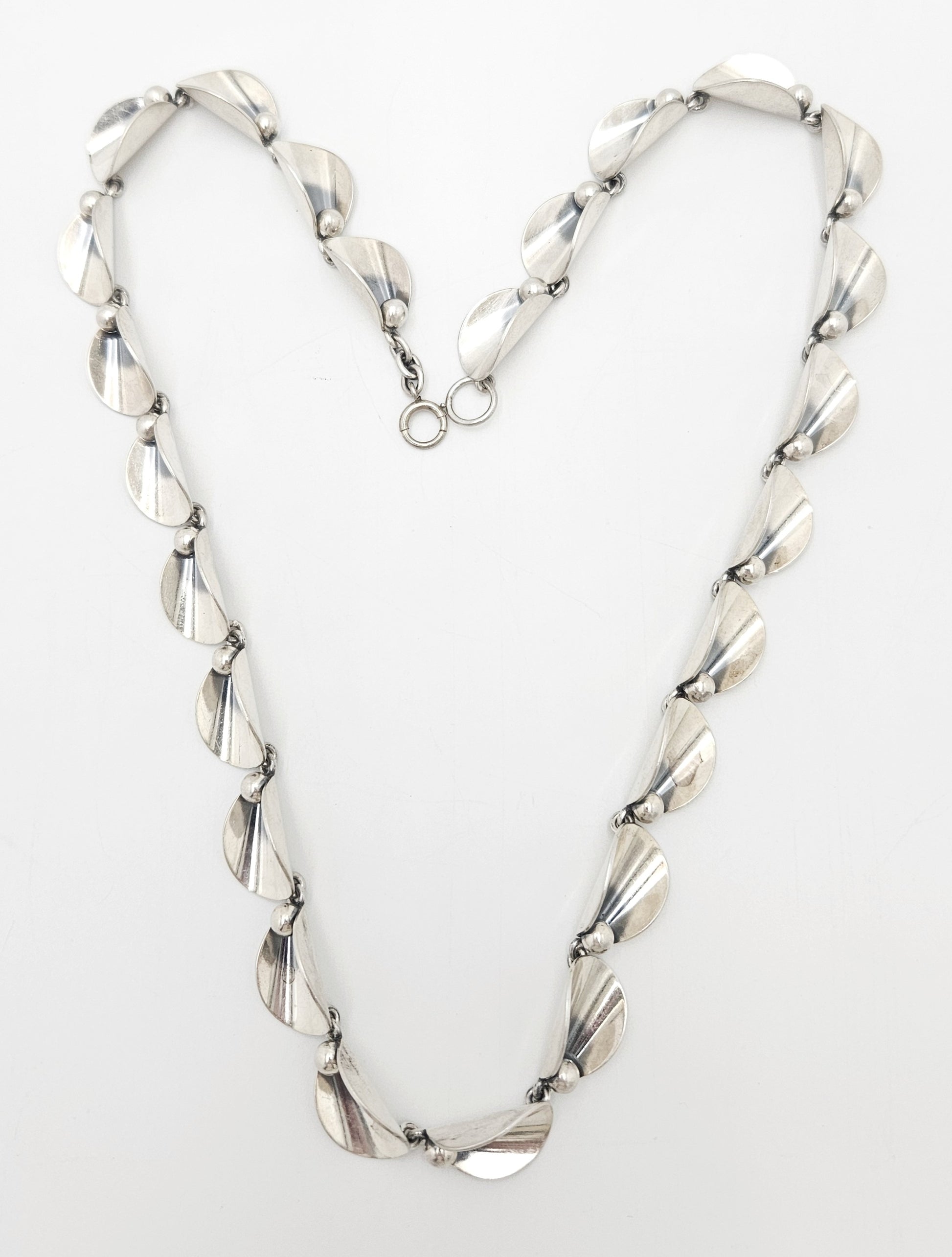 Niels Erik From Denmark sterling silver Art Deco Flora Fauna Necklace circa 1940s, view 1 of 9