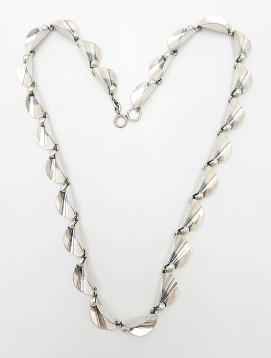 Niels Erik From Denmark sterling silver Art Deco Flora Fauna Necklace circa 1940s, view 1 of 9