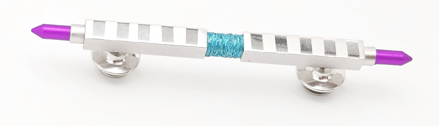 Postmodern Memphis Style Geometric Bar Statement Brooch Signed Dated 1988, alternate product view 5