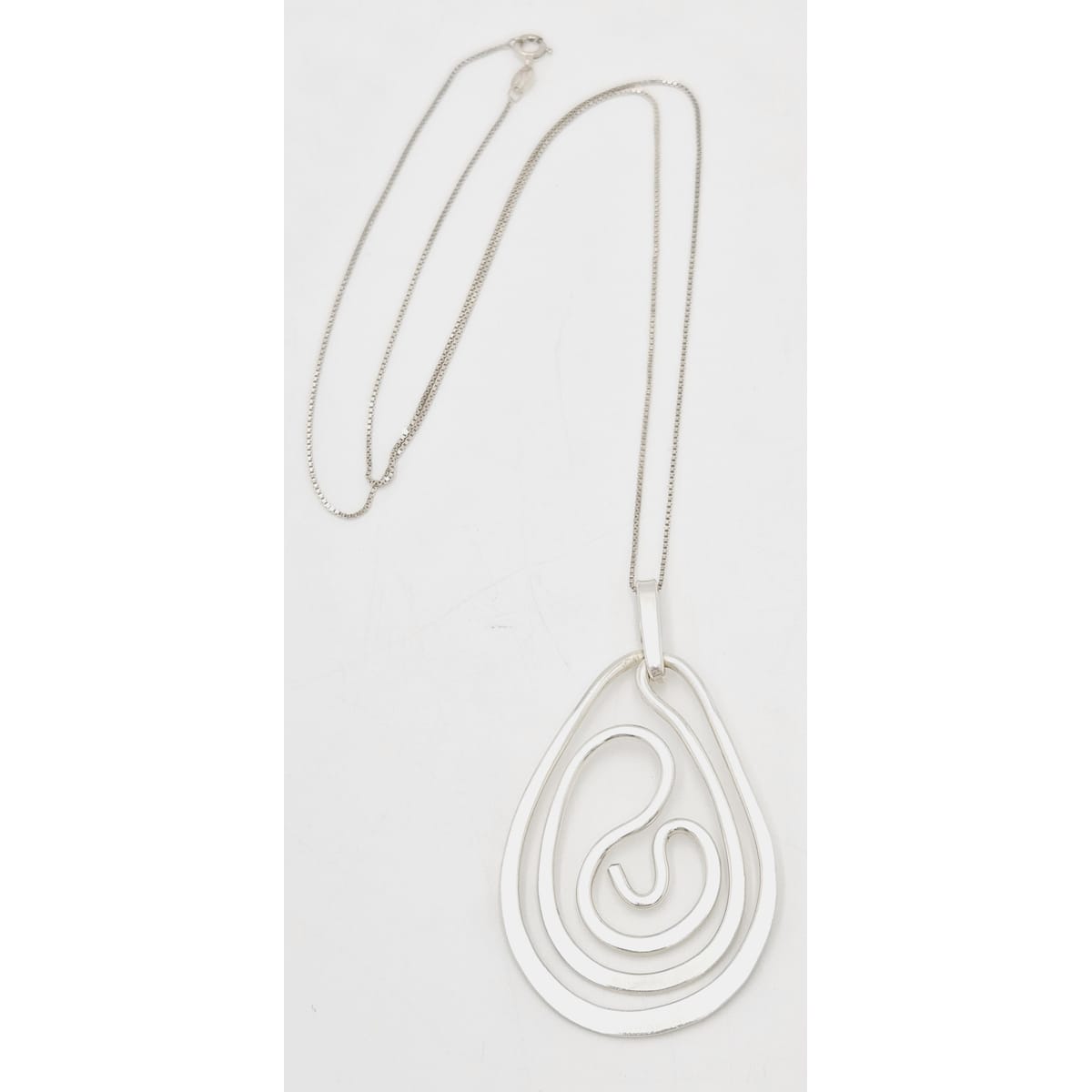 Designer Henry Steig sterling silver abstract modernist Pendant Necklace 1950s, view 3 of 9