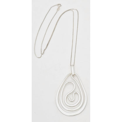 Designer Henry Steig sterling silver abstract modernist Pendant Necklace 1950s, view 3 of 9