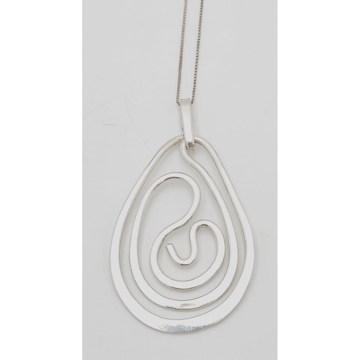 Designer Henry Steig sterling silver abstract modernist Pendant Necklace 1950s, view 1 of 9