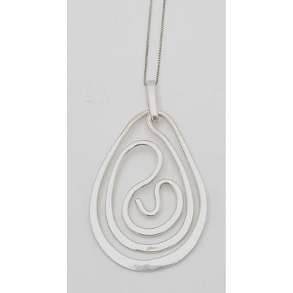 Designer Henry Steig sterling silver abstract modernist Pendant Necklace 1950s, view 1 of 9