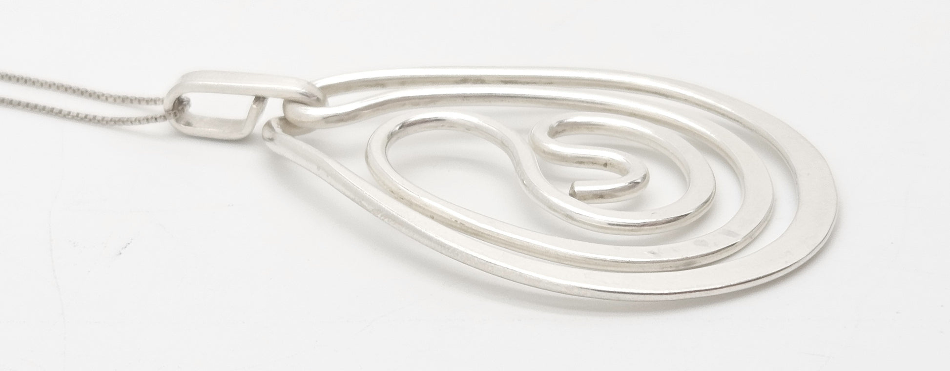 Designer Henry Steig sterling silver abstract modernist Pendant Necklace 1950s, view 5 of 9