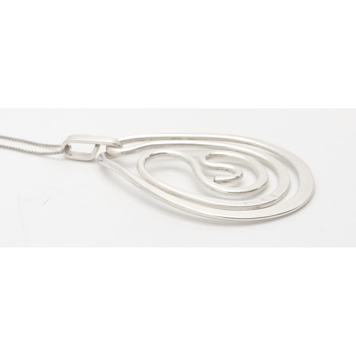 Designer Henry Steig sterling silver abstract modernist Pendant Necklace 1950s, view 5 of 9