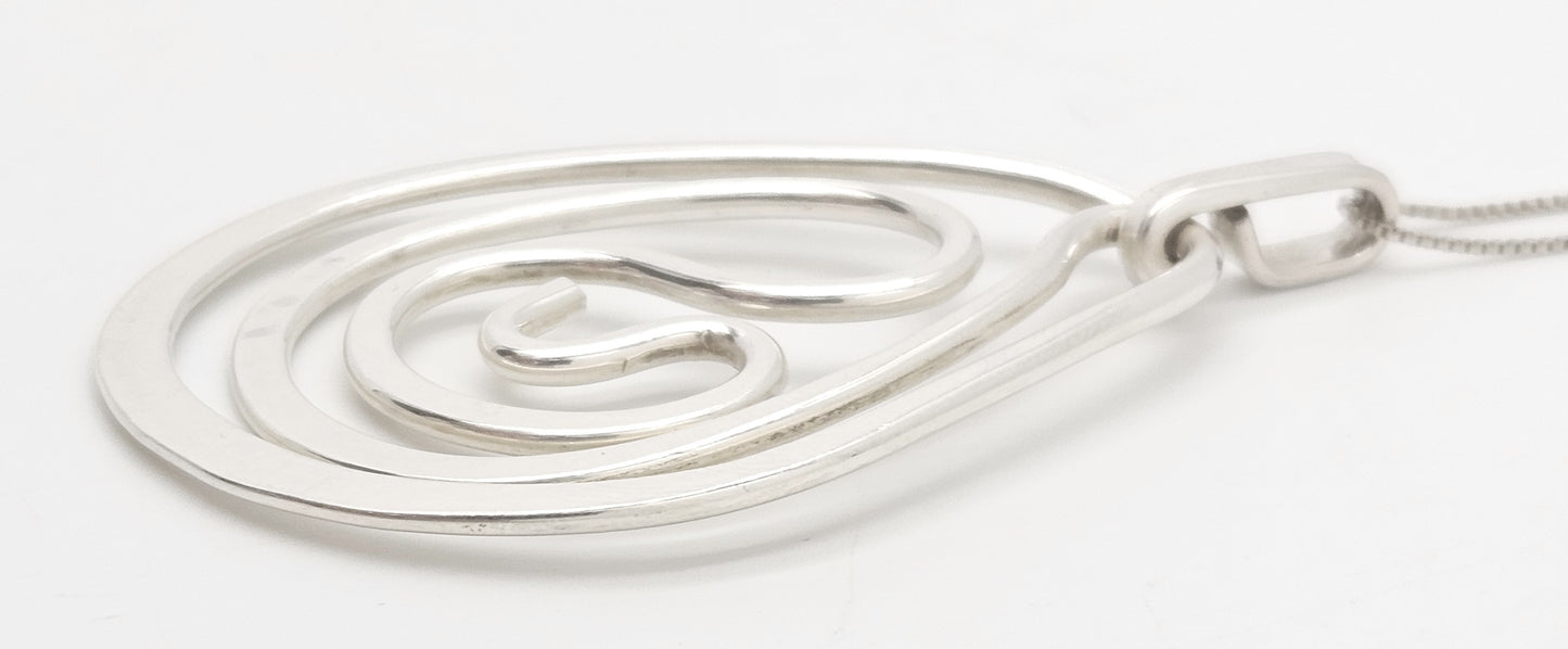 Designer Henry Steig sterling silver abstract modernist Pendant Necklace 1950s, view 6 of 9