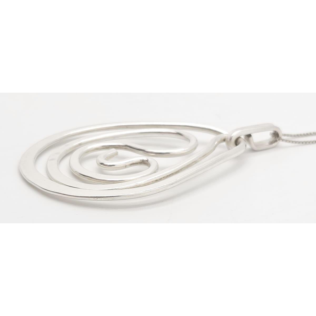 Designer Henry Steig sterling silver abstract modernist Pendant Necklace 1950s, view 6 of 9