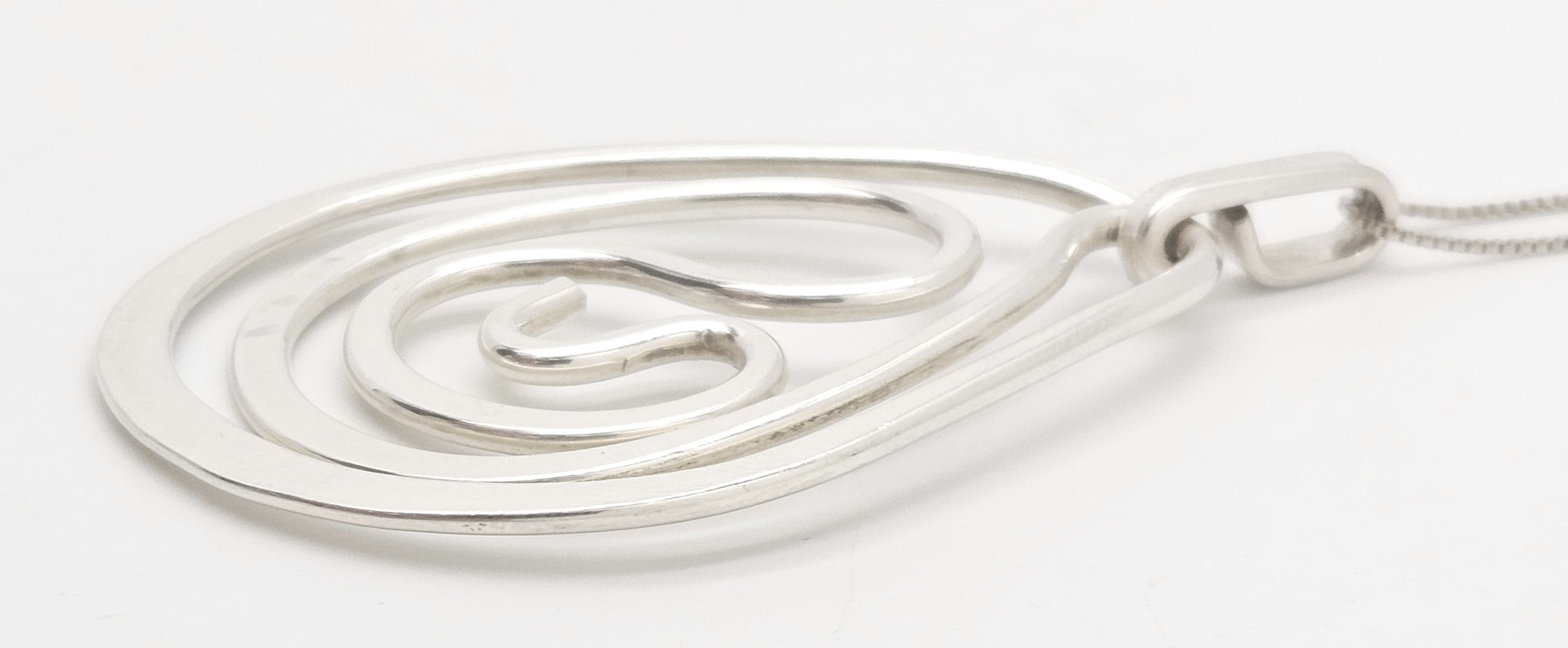 Designer Henry Steig sterling silver abstract modernist Pendant Necklace 1950s, view 6 of 9