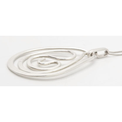 Designer Henry Steig sterling silver abstract modernist Pendant Necklace 1950s, view 6 of 9