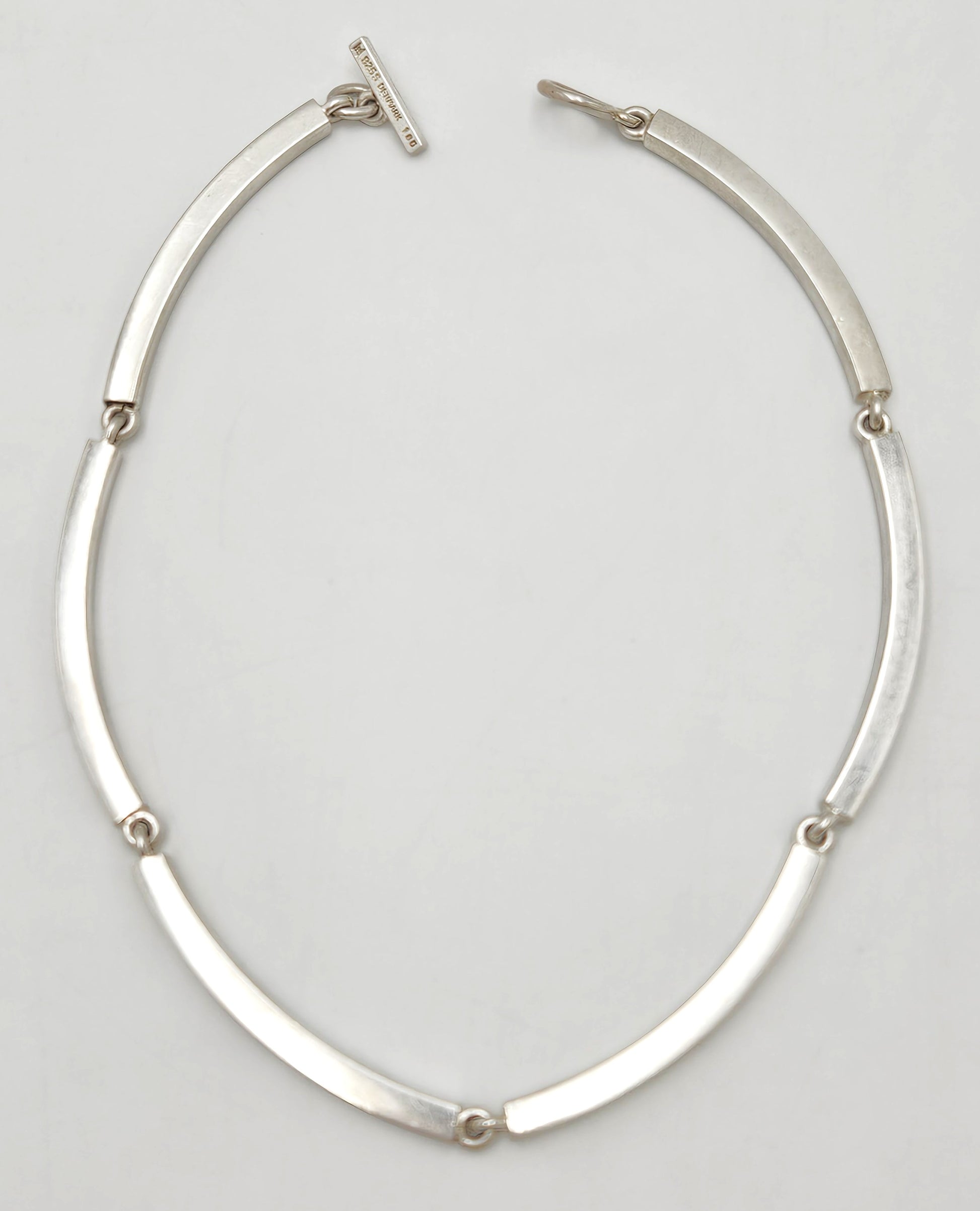 Hans Hansen Denmark modernist sterling silver enamel Necklace 1970s, view 3 of 9