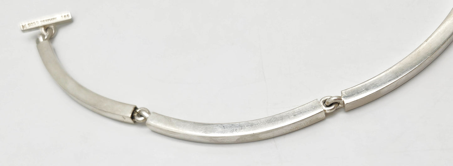 Hans Hansen Denmark modernist sterling silver enamel Necklace 1970s, view 4 of 9