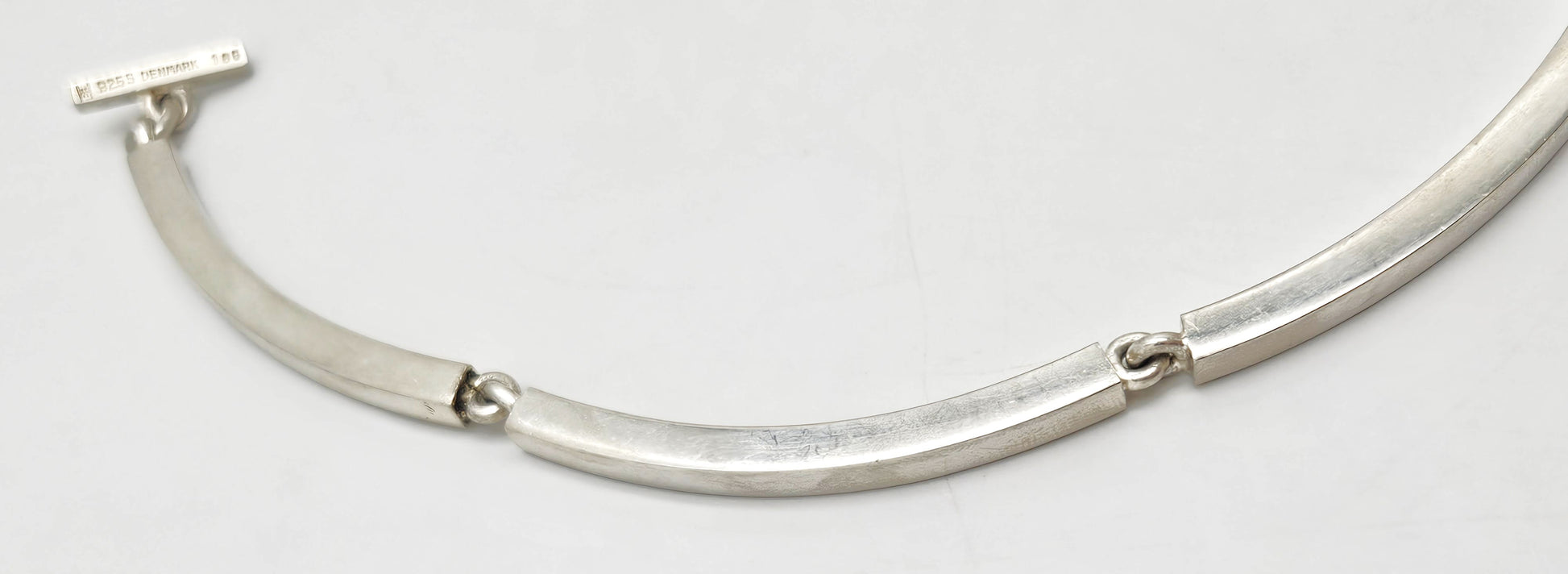 Hans Hansen Denmark modernist sterling silver enamel Necklace 1970s, view 4 of 9