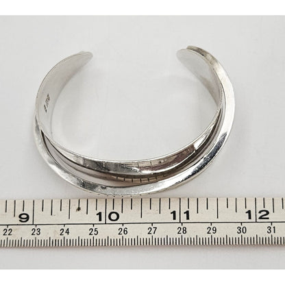 Designer Henry Steig sterling silver abstract modernist Studio Cuff 1950s, view 6 of 8