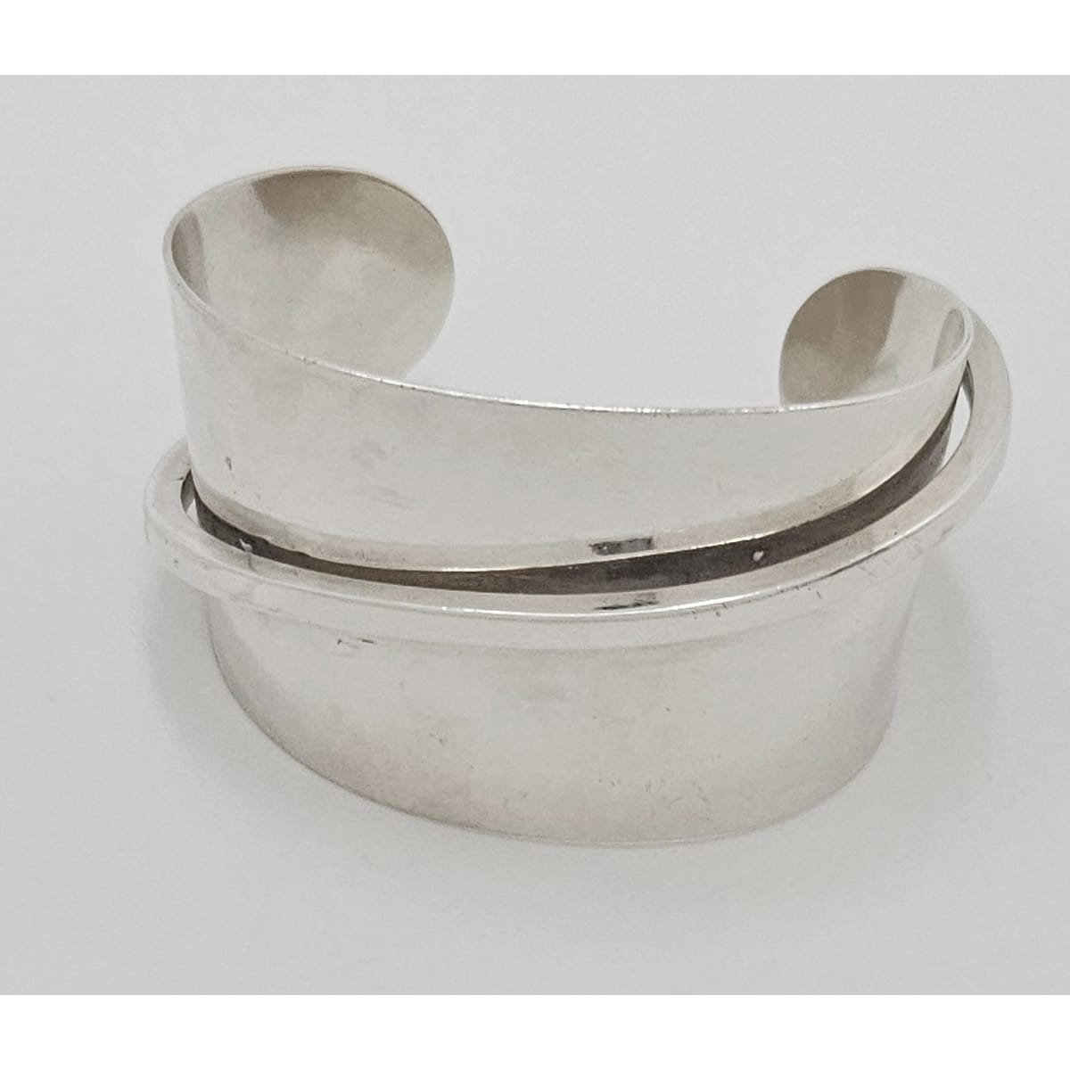 Designer Henry Steig sterling silver abstract modernist Studio Cuff 1950s, view 1 of 8