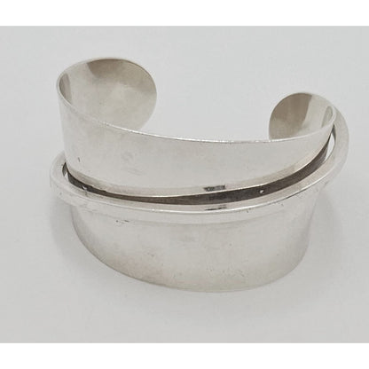 Designer Henry Steig sterling silver abstract modernist Studio Cuff 1950s, view 1 of 8